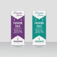 Ramadan kareem moda vendita rotolo su bandiera modello design vettore