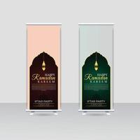 Ramadan kareem rotolo su bandiera modello design vettore