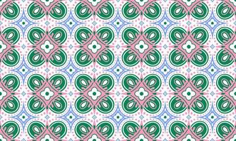 etnico astratto sfondo carino verde blu rosa fiore geometrico tribale popolare motivo Arabo orientale nativo modello tradizionale design tappeto sfondo capi di abbigliamento tessuto involucro Stampa batik popolare vettore