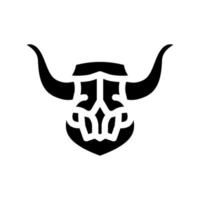 cranio mucca corno animale glifo icona vettore illustrazione