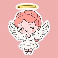 carino cartone animato angelo . vettore illustrazione per portafortuna logo o etichetta
