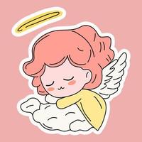 carino cartone animato angelo addormentato . vettore illustrazione per portafortuna logo o etichetta