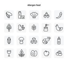 icone di linea nera cibo allergene. illustrazione di vettore minimo di stile di design piatto.