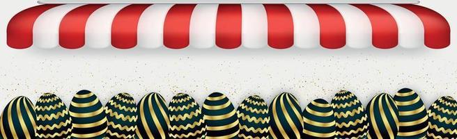 modello di sfondo di Pasqua con le uova gialle dorate festive - vettore