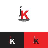 astratto monogramma lettera jk o kj logo design vettore modelli