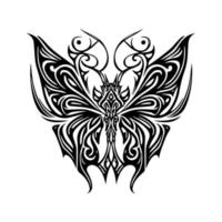 un' bellissimo farfalla tribale tatuaggio con intricato linea arte, mano disegnato illustrazione Perfetto per il tuo Il prossimo tatuaggio design vettore