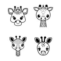 carino anime giraffa testa collezione impostato mano disegnato linea arte illustrazione vettore