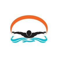 nuoto sport logo ilustration vettore design modello