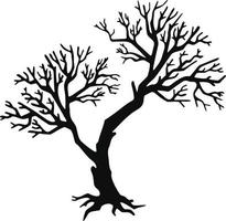 albero silhouette senza foglie, mano disegnato illustrazione vettore