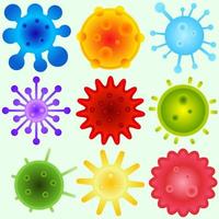 virus vettore illustrazione impostare. virus icona per illustrazione di coronavirus, pandemia, scoppio o quarantena. covid-19 illustrazione per design per quanto riguarda virus, infezione, batteri, germe e malattia