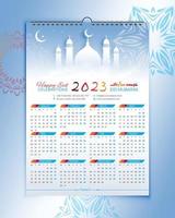 islamico calendario design - Ramadan calendario 2023 - uno pagina calendario design - 12 mesi calendario - islamico design vettore