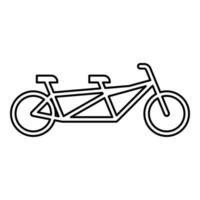 tandem bicicletta bicicletta contorno schema linea icona nero colore vettore illustrazione Immagine magro piatto stile
