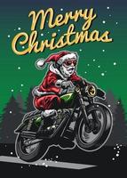 Santa Claus equitazione Vintage ▾ motociclo nel saluto carta design vettore