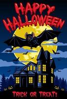 Halloween design con con pipistrello e frequentato Casa vettore