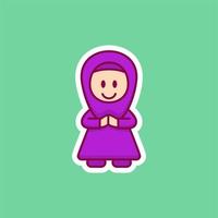 carino musulmano donna cartone animato vettore
