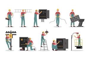 vettore illustrazione impostato di elettrico lavoratori