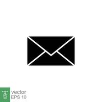 e-mail Busta icona. semplice solido stile. Messaggio, posta, lettera, comunicazione concetto. nero silhouette, glifo simbolo. vettore illustrazione design su bianca sfondo. eps 10.