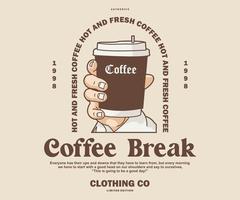 retrò manifesto di caffè tazza grafico design per t camicia strada indossare e urbano stile vettore