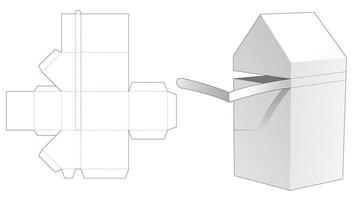 modello fustellato di scatola a forma di casa alta con cerniera vettore
