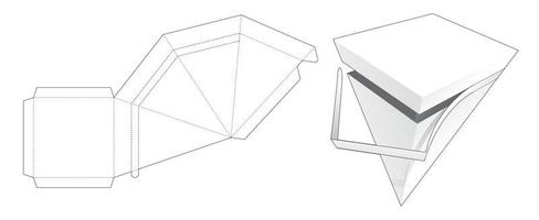 modello fustellato di scatola piramidale con cerniera vettore