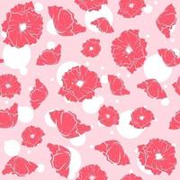 seamless rosa con papaveri da oppio. sfondo floreale ripetitivo con fiori estivi. arte vettoriale con petali ed erbe aromatiche.