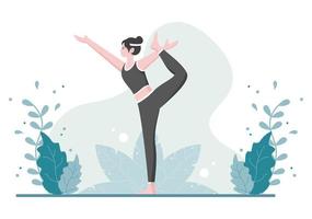 le pratiche di yoga o meditazione mirano a benefici per la salute del corpo per controllare pensieri, emozioni, inizio e ricerca di idee. illustrazione vettoriale di design piatto