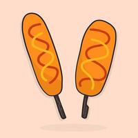 2 corndog coreano strada cibo popolare rompere tempo menù vettore illustrazione.