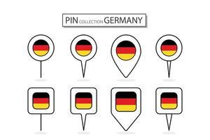 impostato di piatto perno Germania bandiera icona nel diverso forme piatto perno icona illustrazione design. vettore