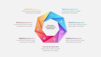 Sette 7 passaggi opzioni cerchio attività commerciale Infografica moderno design modello vettore