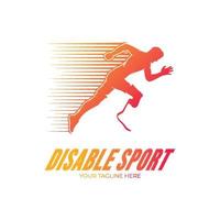 disabilità corridore gli sport concorrenza logo design vettore