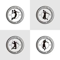 impostato di pallacanestro e badminton logo design vettore