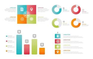 Insieme di elementi infographic di affari statistici diagramma grafico a barre vettore