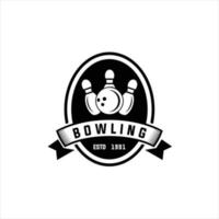 vettore Vintage ▾ monocromatico stile bowling logo icona simbolo