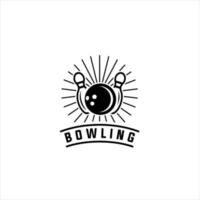 vettore Vintage ▾ monocromatico stile bowling logo icona simbolo