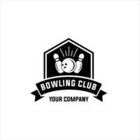 vettore Vintage ▾ monocromatico stile bowling logo icona simbolo