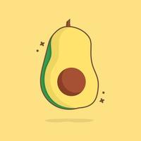 simpatico cartone animato avocado icona vettore illustrazione