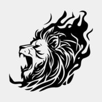 Leone fiamma fuoco logo sport esport portafortuna design vettore