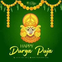 indiano Dio Durga nel contento Durga puja subh Navratri inviare design vettore