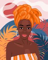 bellissimo etnico africano donna piatto stile ritratto. vettore illustrazione