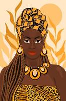 bellissimo etnico africano donna piatto stile ritratto. vettore illustrazione