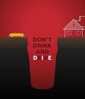 non fare bevanda e guidare concetto. ubriaco guida è non permesso. bevanda e guidare consapevolezza. auto guida casa. vettore