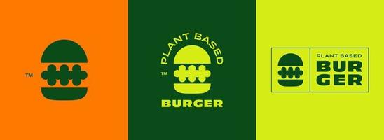 hamburger logo. pianta basato hamburger per dieta, vegano, vegetariano Hamburger, logo glifo icona modello vettore