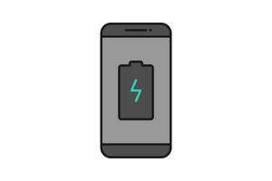 smartphone batteria notifica vettore icona cartello simbolo, smartphone e batteria caricare