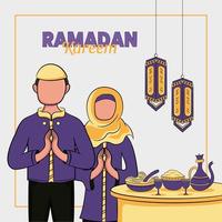illustrazione disegnata a mano del saluto dei giorni di ramadan kareem o eid al fitr vettore