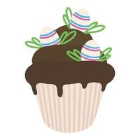 Pasqua Cupcake decorato con uova. illustrazione di un Pasqua cioccolato cupcake. vettore