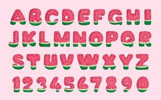 carino anguria lettera alfabeto cartone animato font vettore
