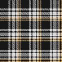 plaid tartan modello design tessile è fatto con alternato bande di colorato pre tinti discussioni intrecciata come tutti e due ordito e trama a giusto angoli per ogni Altro. vettore