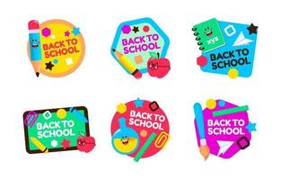 simpatico badge etichetta torna a scuola vettore