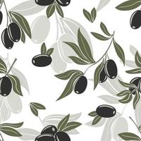 senza soluzione di continuità modello con oliva rami. nero e verde frutta di il oliva albero vettore