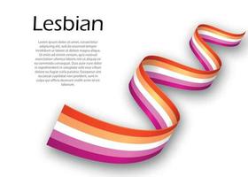 agitando nastro o bandiera con lesbica orgoglio bandiera vettore
